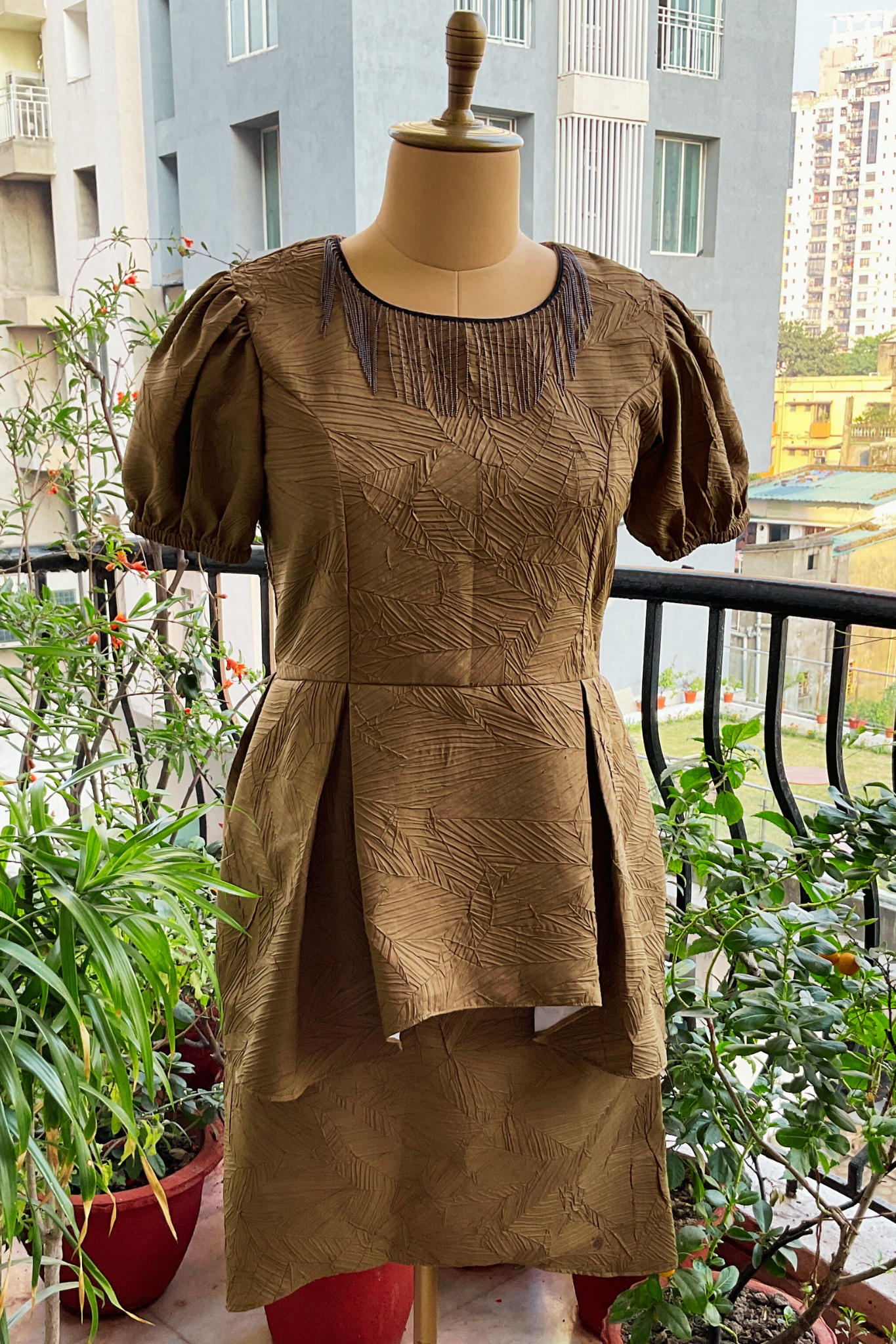 CRUSHED LEAF MOSS SKIRT SET