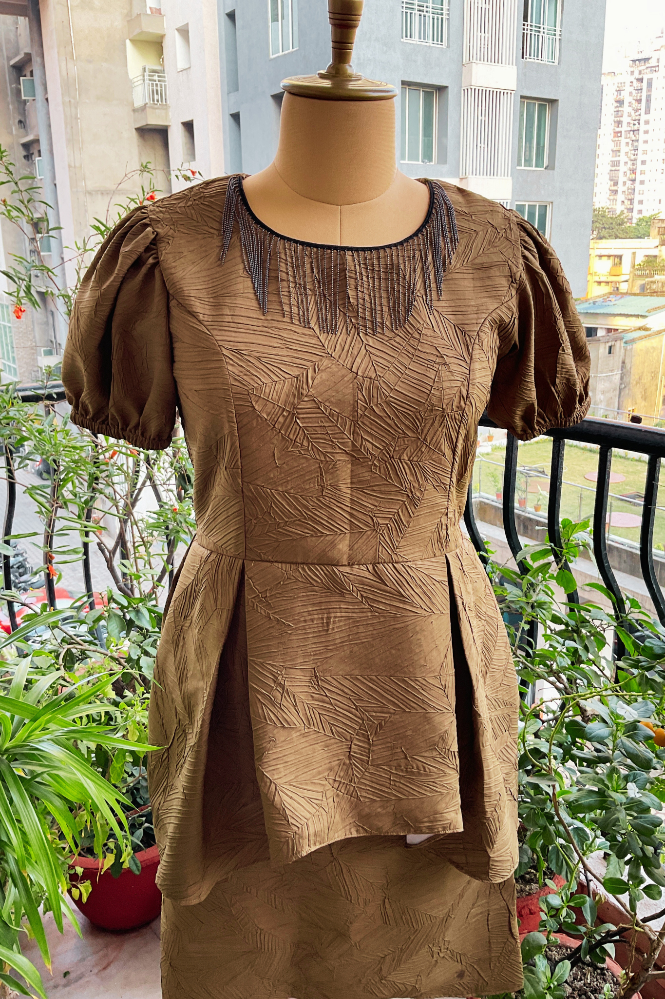 CRUSHED LEAF MOSS SKIRT SET
