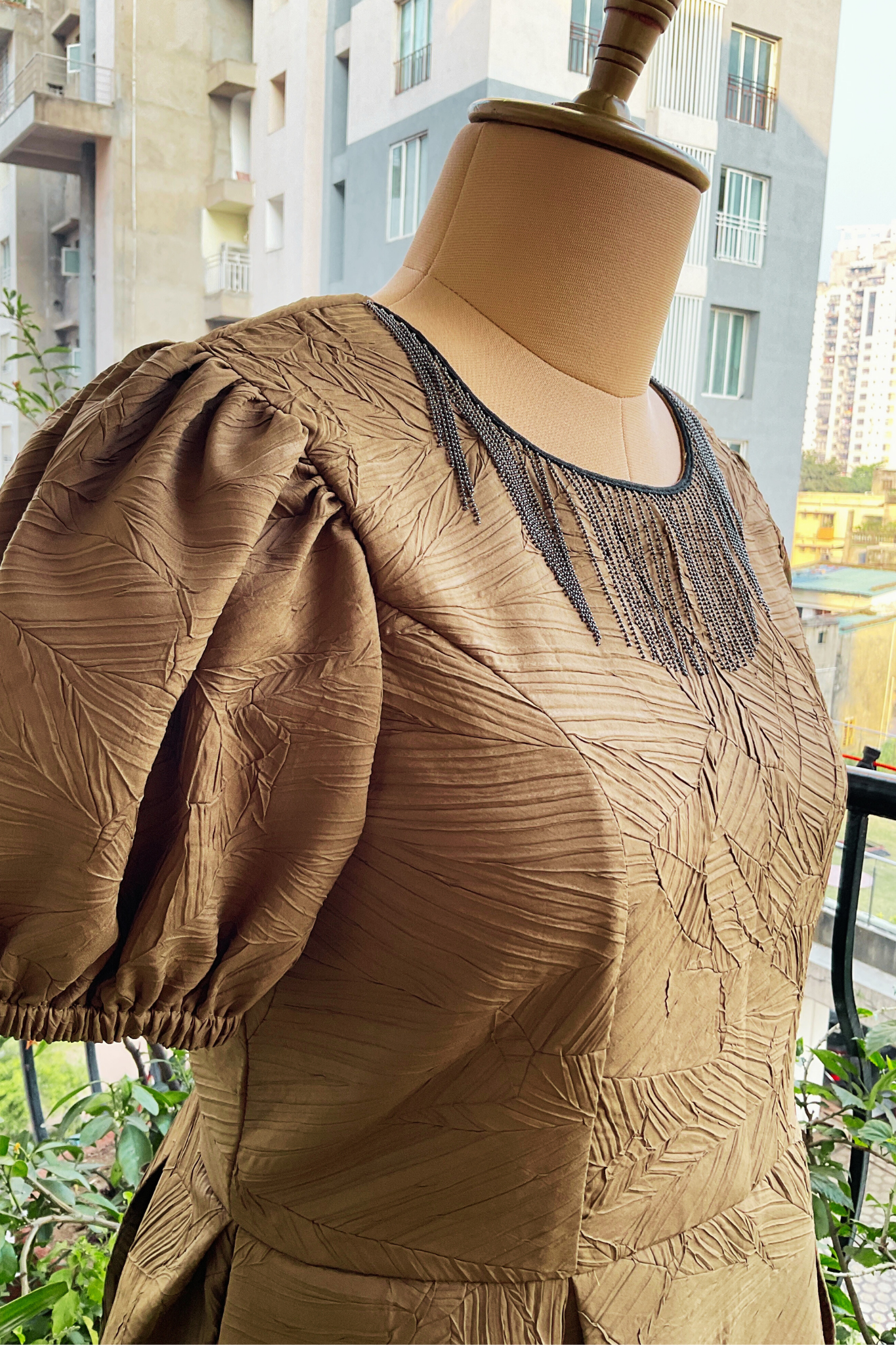 CRUSHED LEAF MOSS SKIRT SET