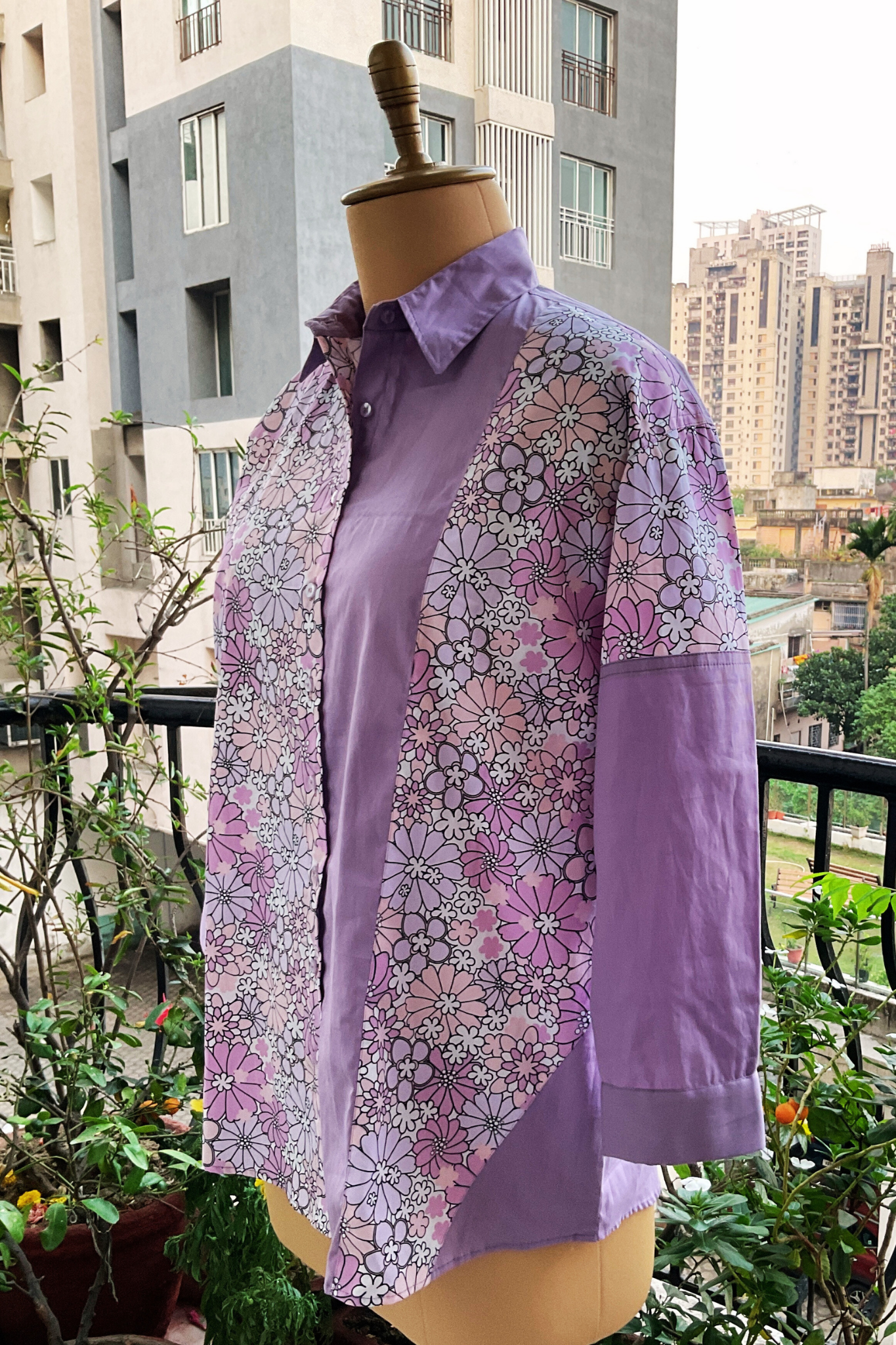 HALF-N-HALF LAVENDER POPLIN SHIRT