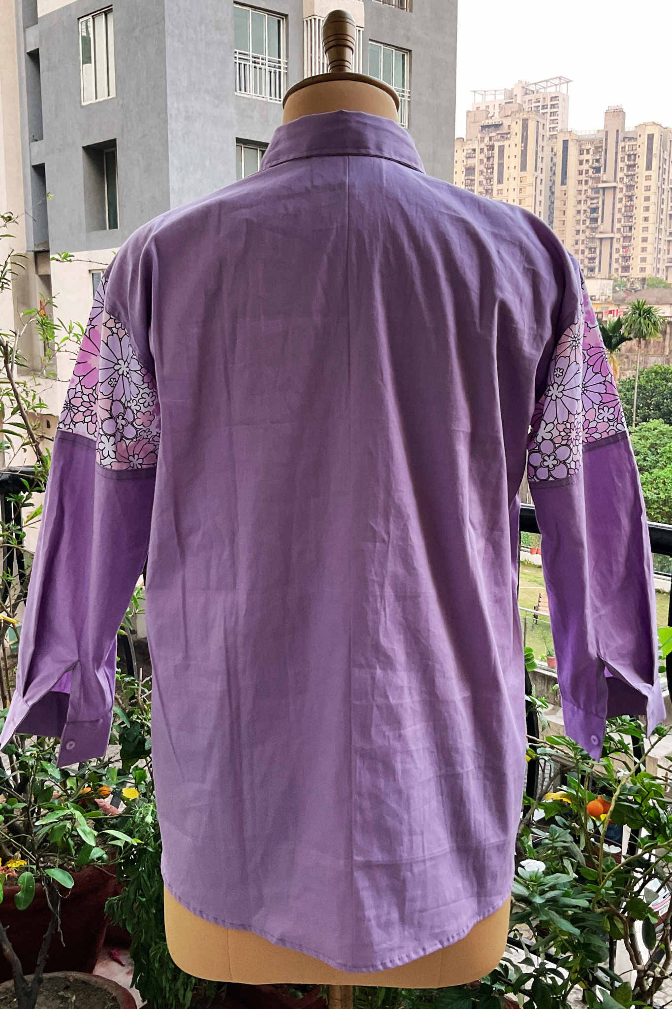HALF-N-HALF LAVENDER POPLIN SHIRT