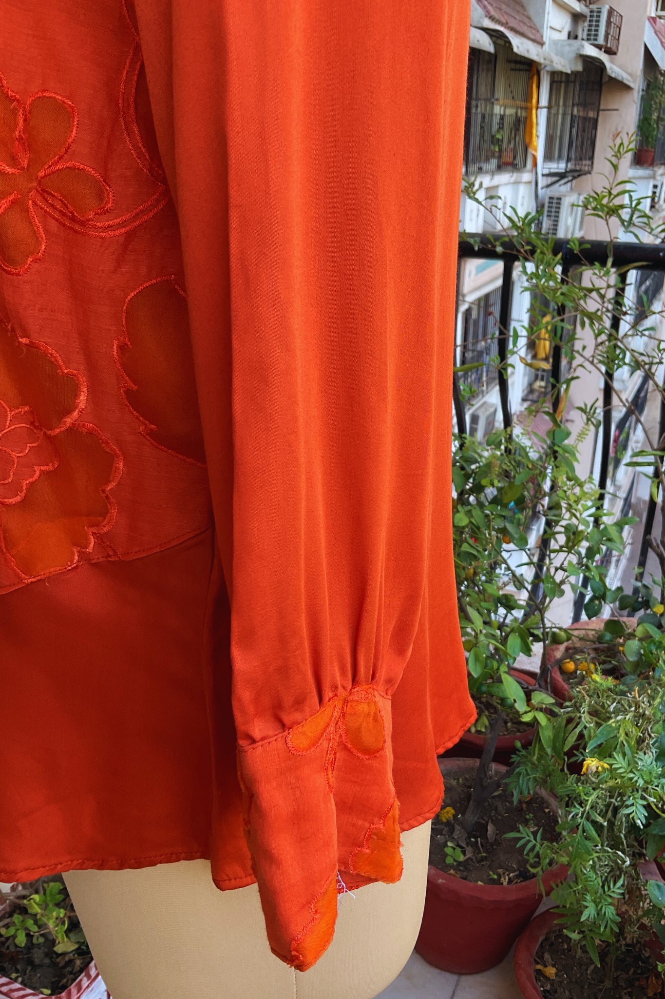HALF ORGANZA ZERO WASTE BURNT ORANGE SHIRT