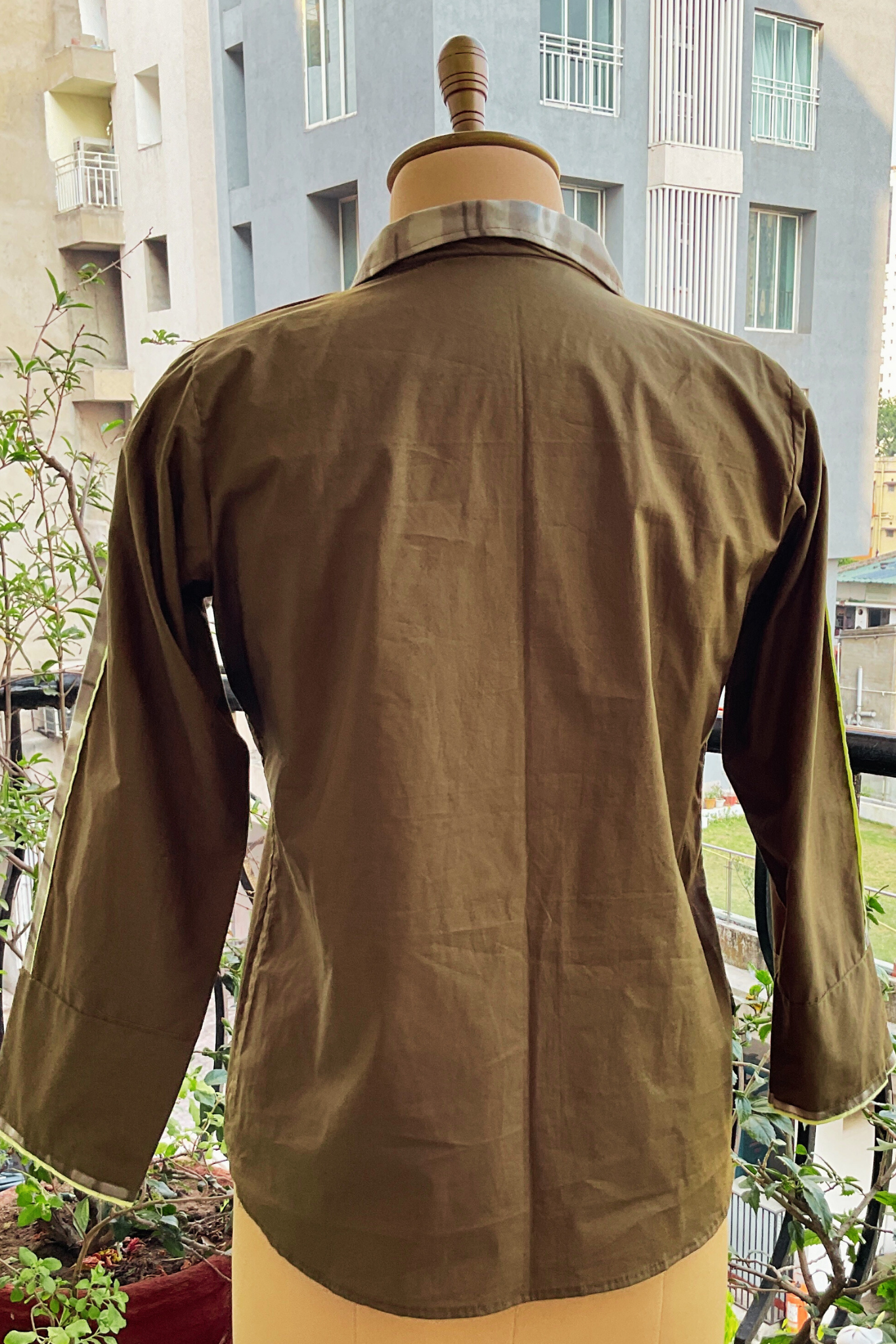 FOREST GREEN PLACKET ZERO WASTE SHIRT