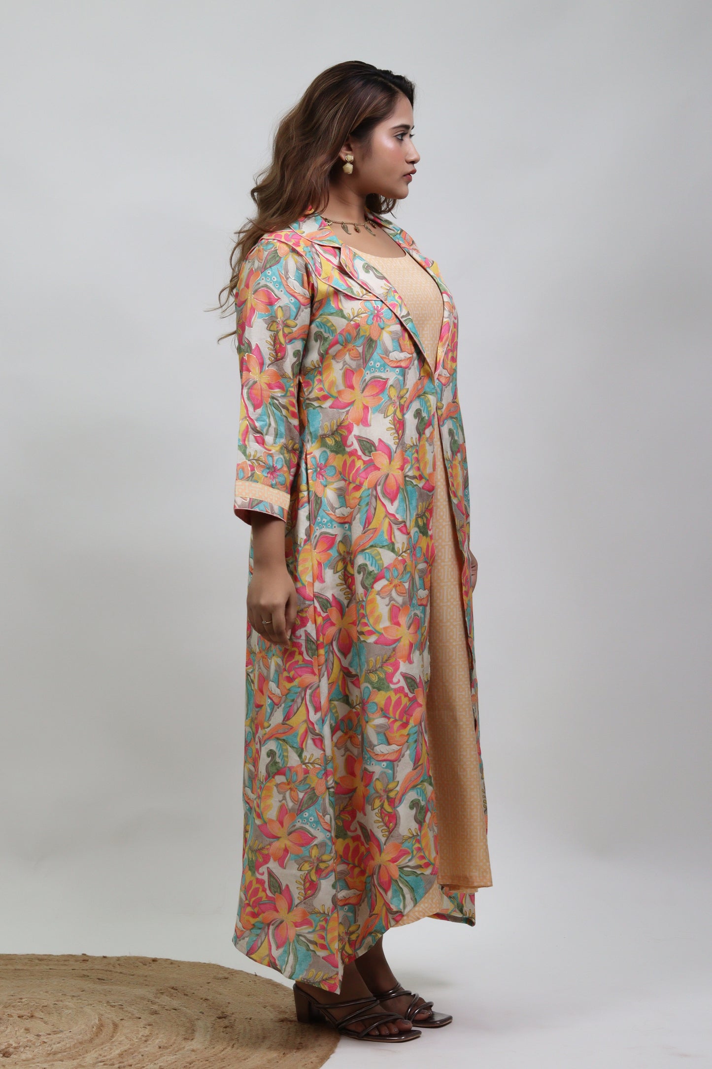 YELLOW FLORAL JACKET DRESS