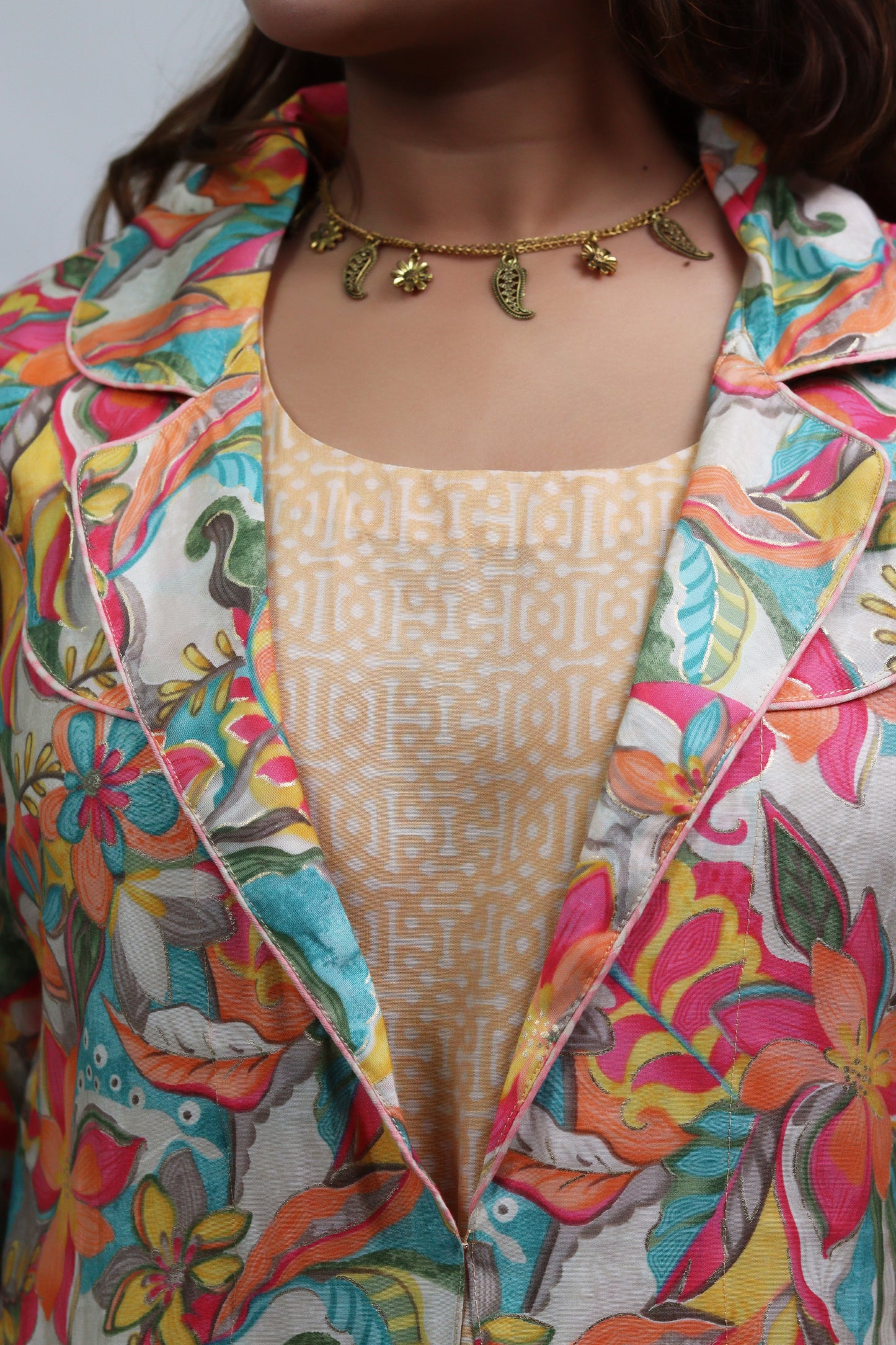 YELLOW FLORAL JACKET DRESS