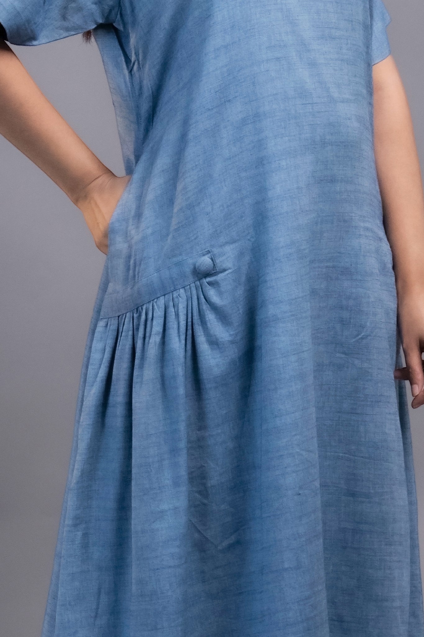BLUE HIP GATHERS DRESS