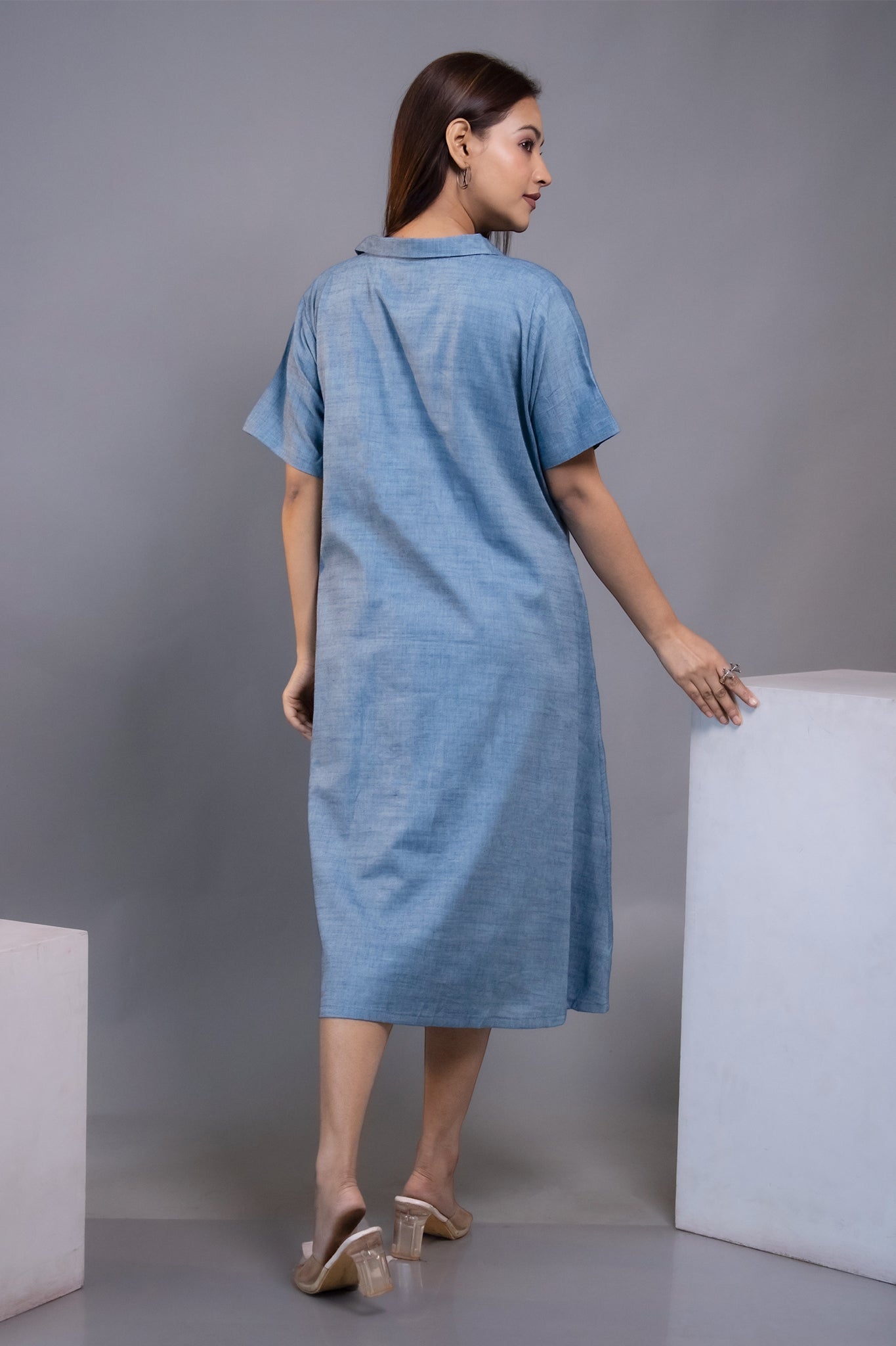 BLUE HIP GATHERS DRESS