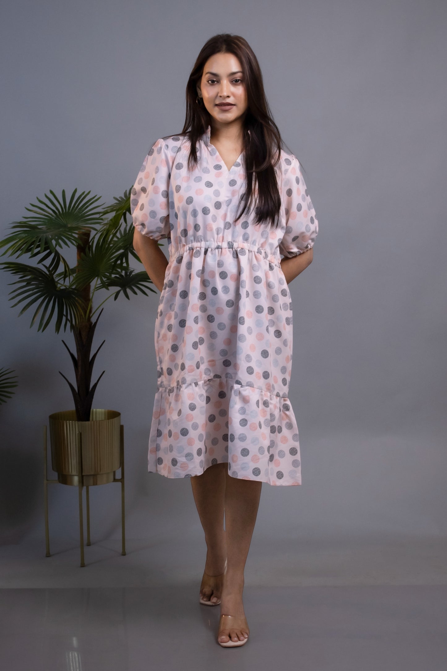 SHORT TIERED POLKA DRESS