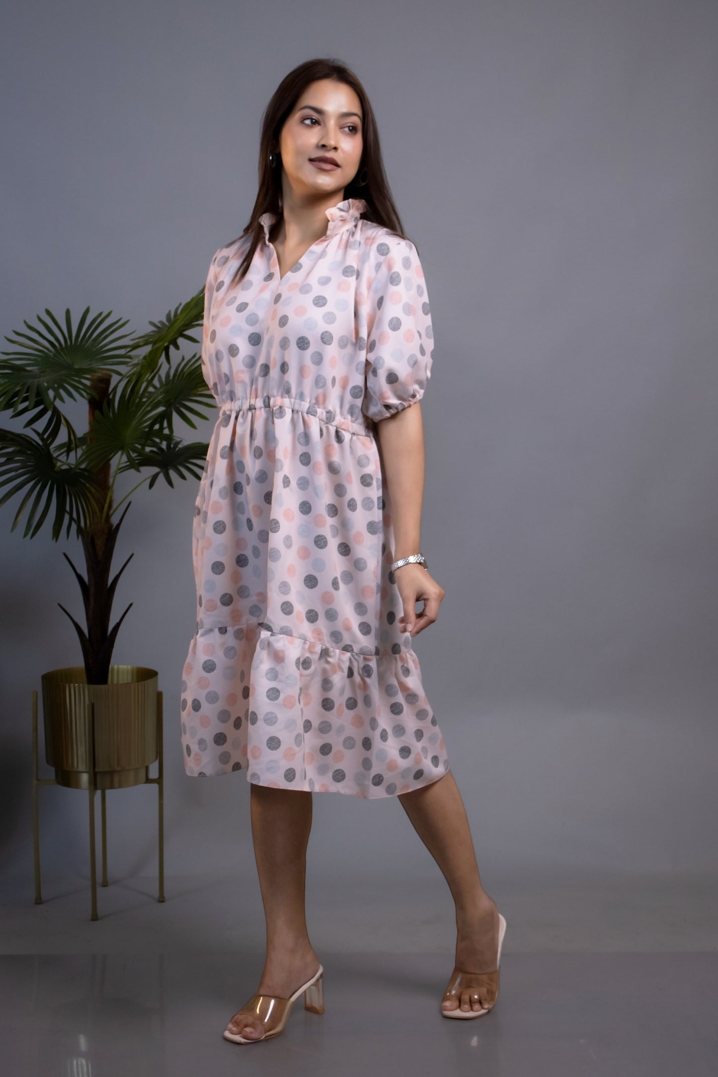 SHORT TIERED POLKA DRESS