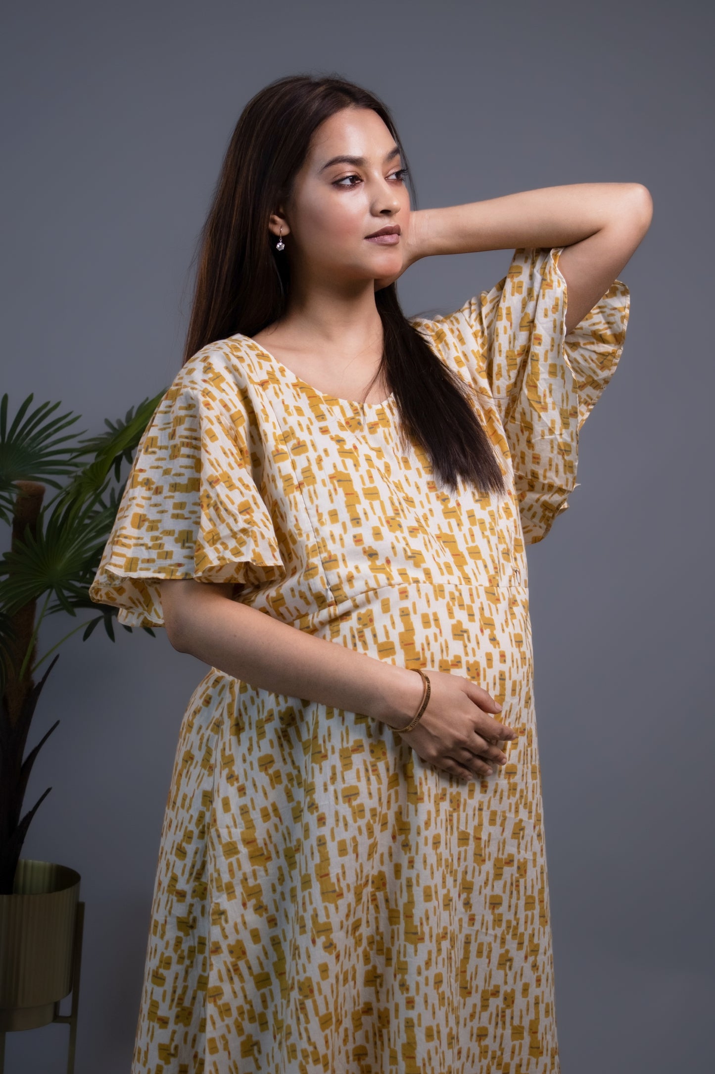 MATERNITY YELLOW A-LINE DRESS