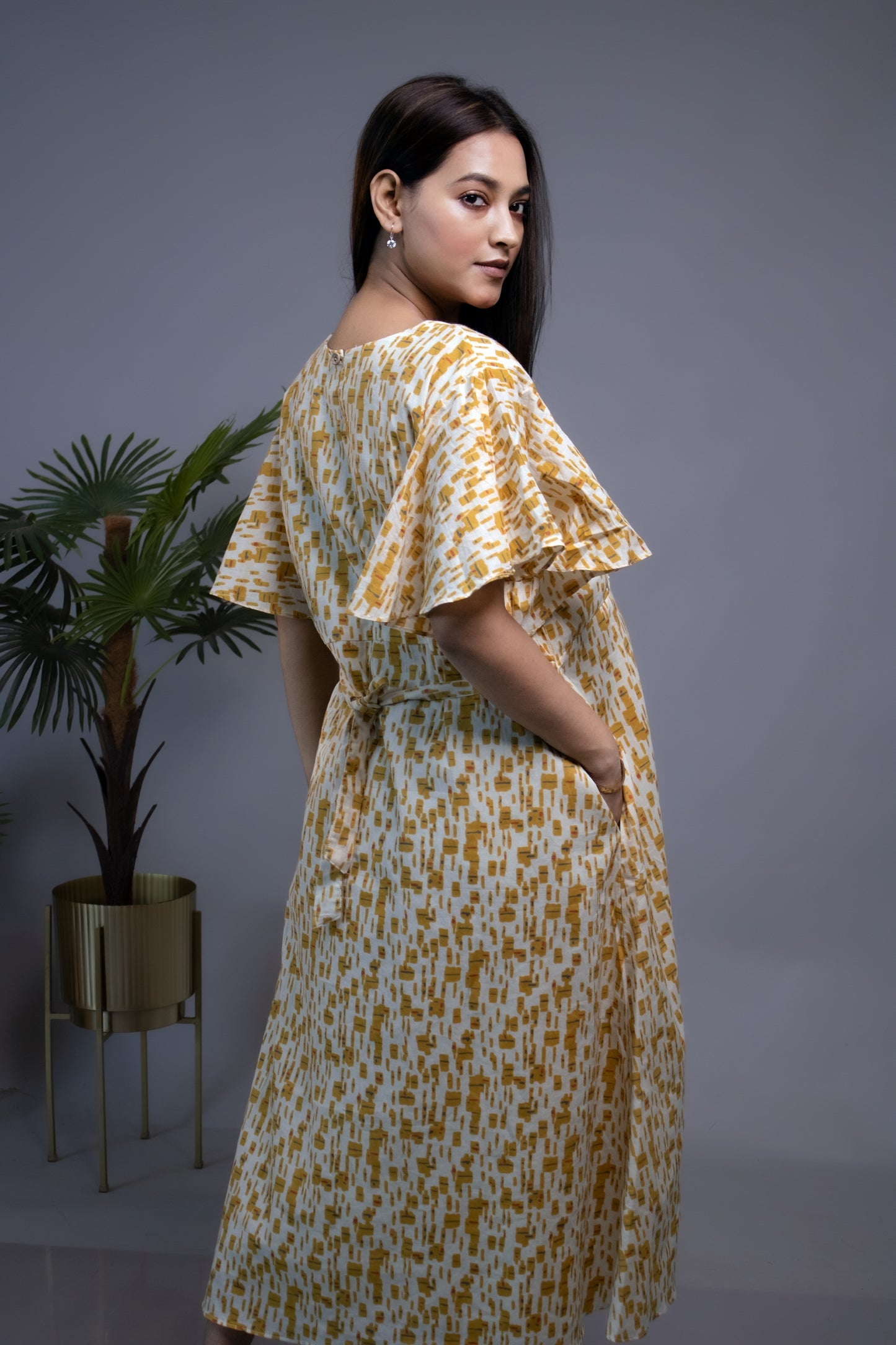 MATERNITY YELLOW A-LINE DRESS