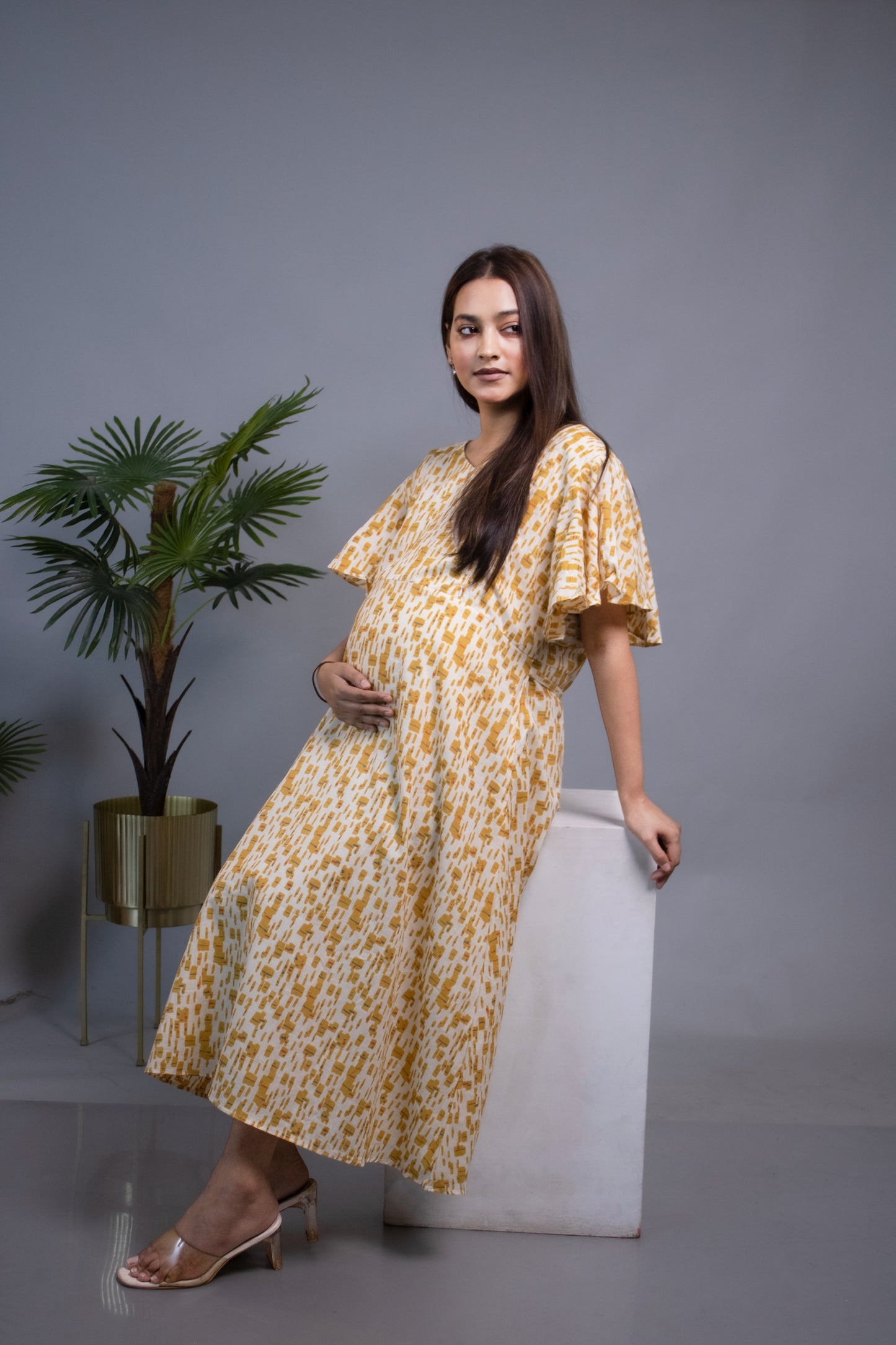 MATERNITY YELLOW A-LINE DRESS