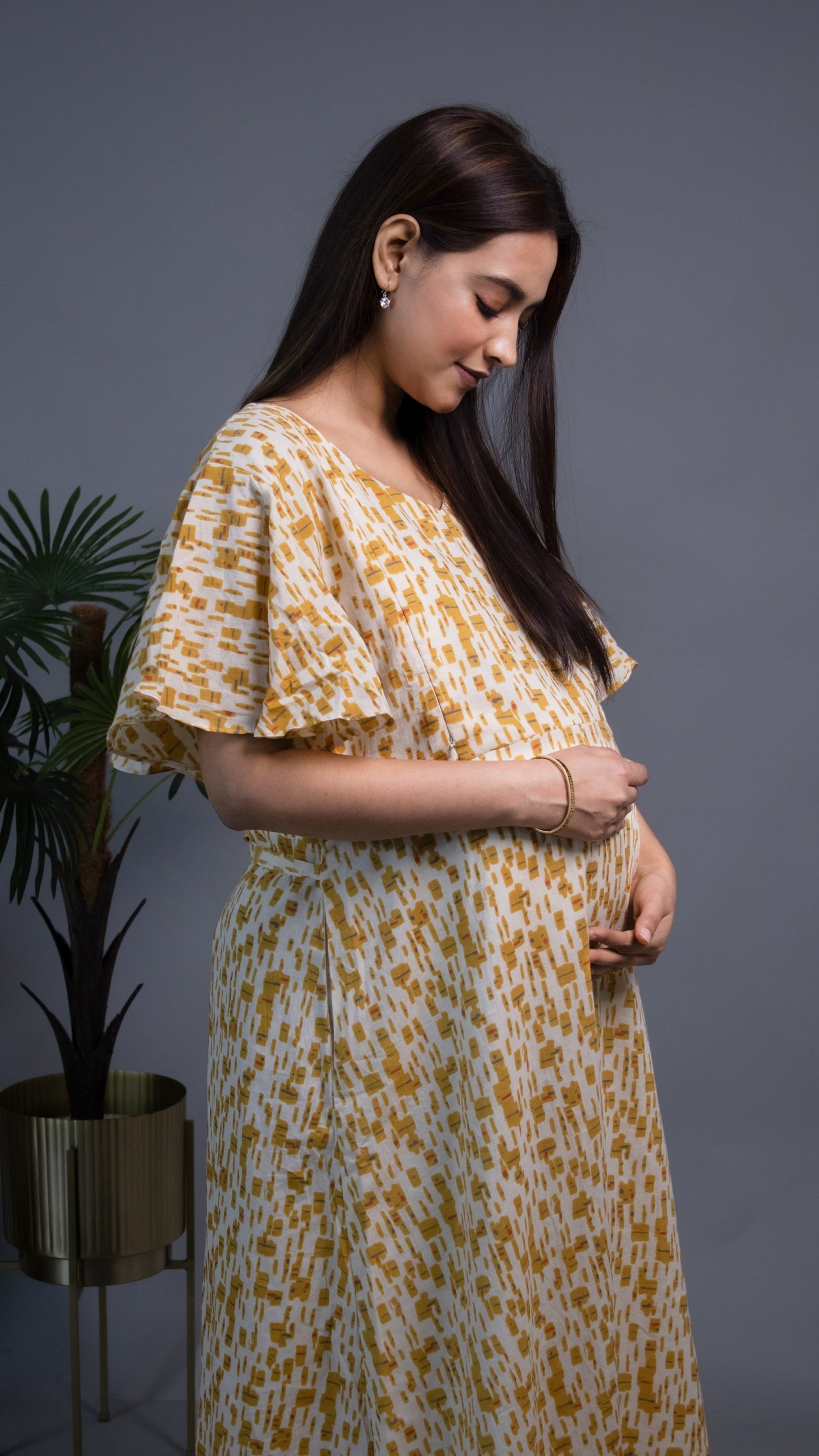 MATERNITY YELLOW A-LINE DRESS