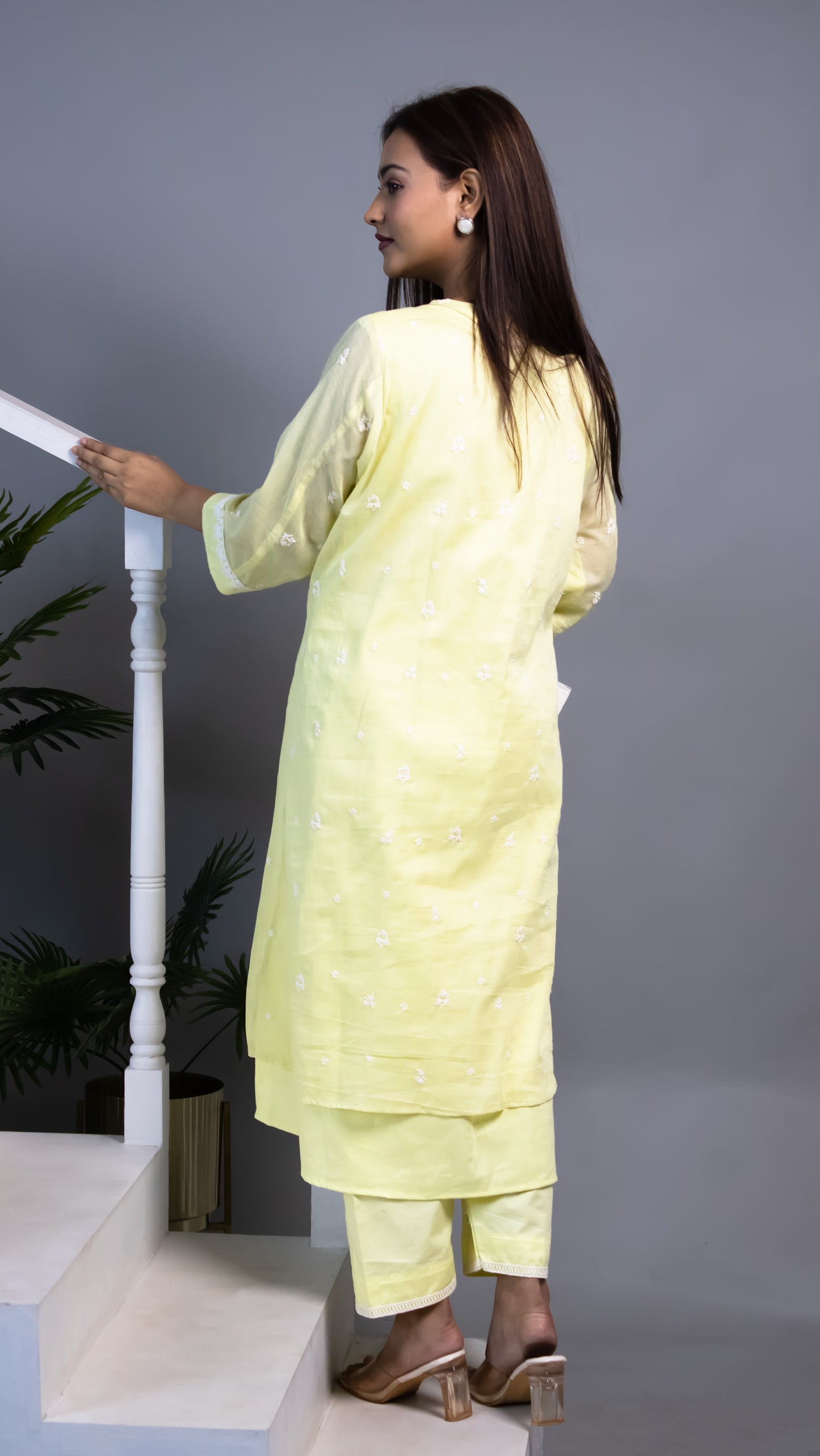 LIME YELLOW MUL COTTON KURTA SET