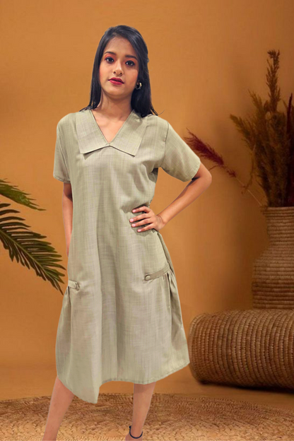 SAGE GREEN PURITAN COLLAR DRESS