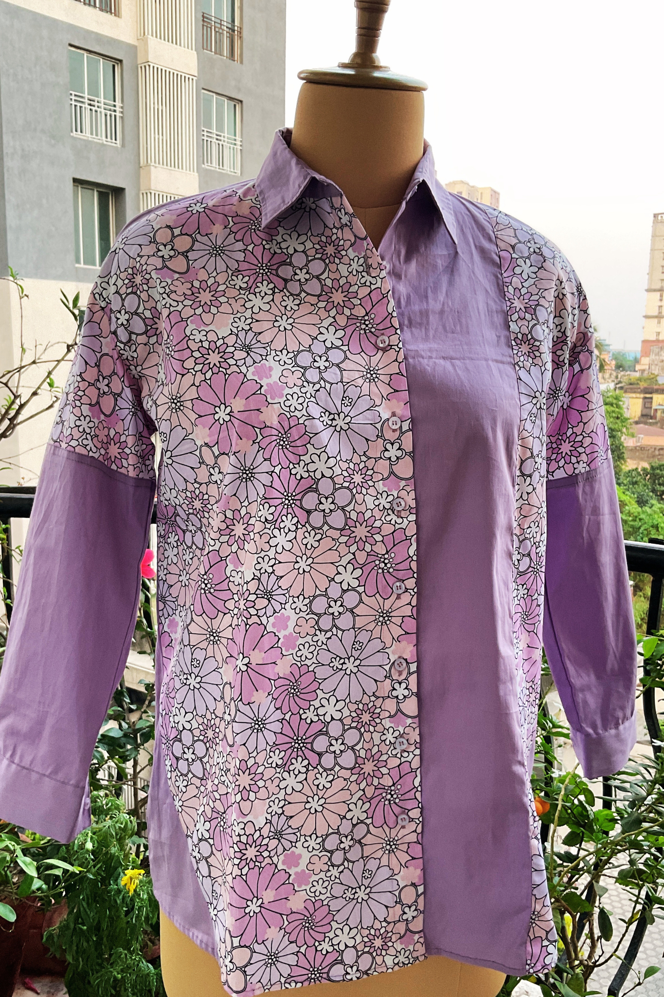HALF-N-HALF LAVENDER POPLIN SHIRT