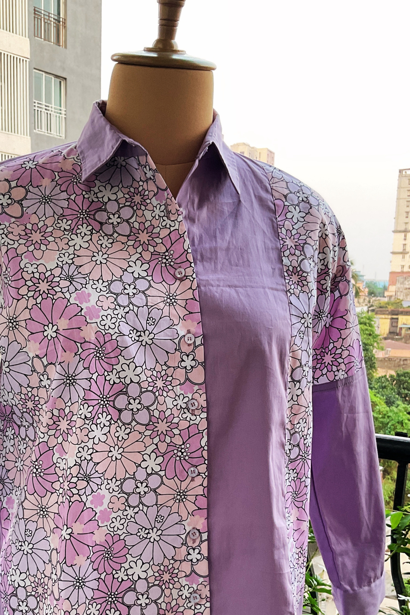 HALF-N-HALF LAVENDER POPLIN SHIRT