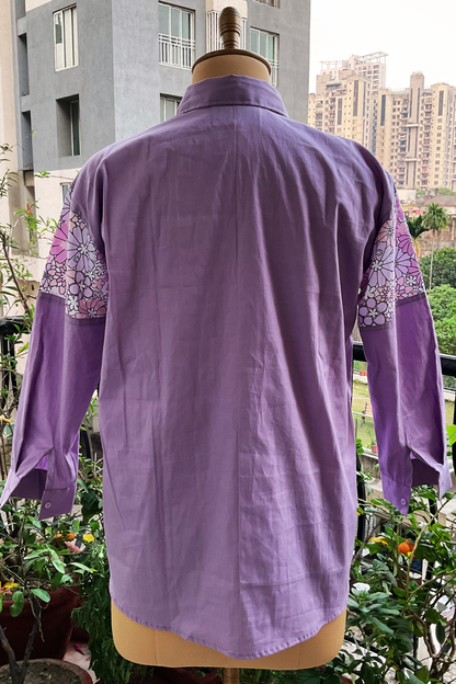 HALF-N-HALF LAVENDER POPLIN SHIRT