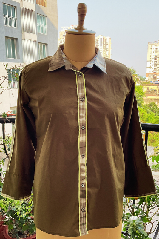 FOREST GREEN PLACKET ZERO WASTE SHIRT