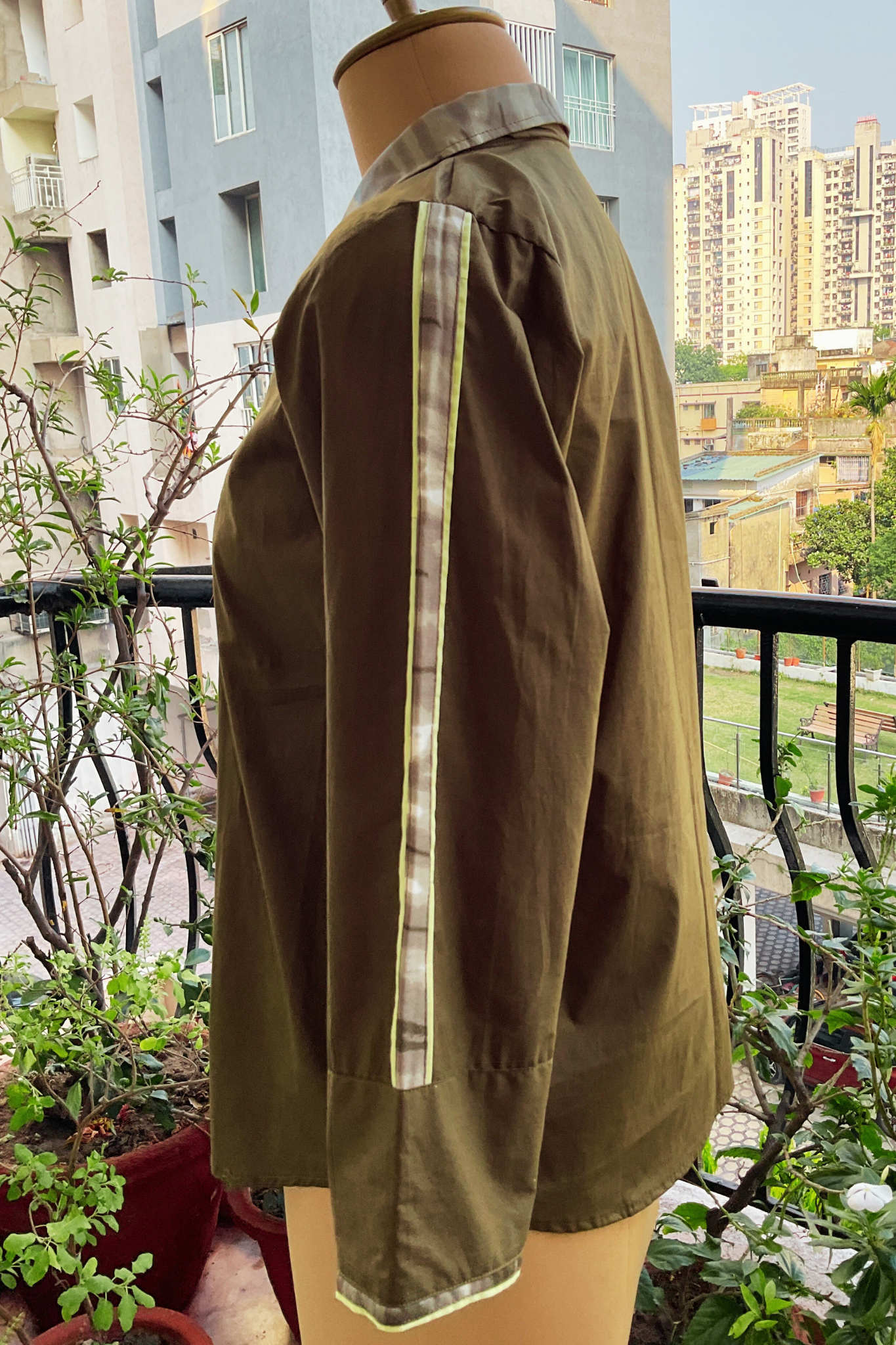 FOREST GREEN PLACKET ZERO WASTE SHIRT