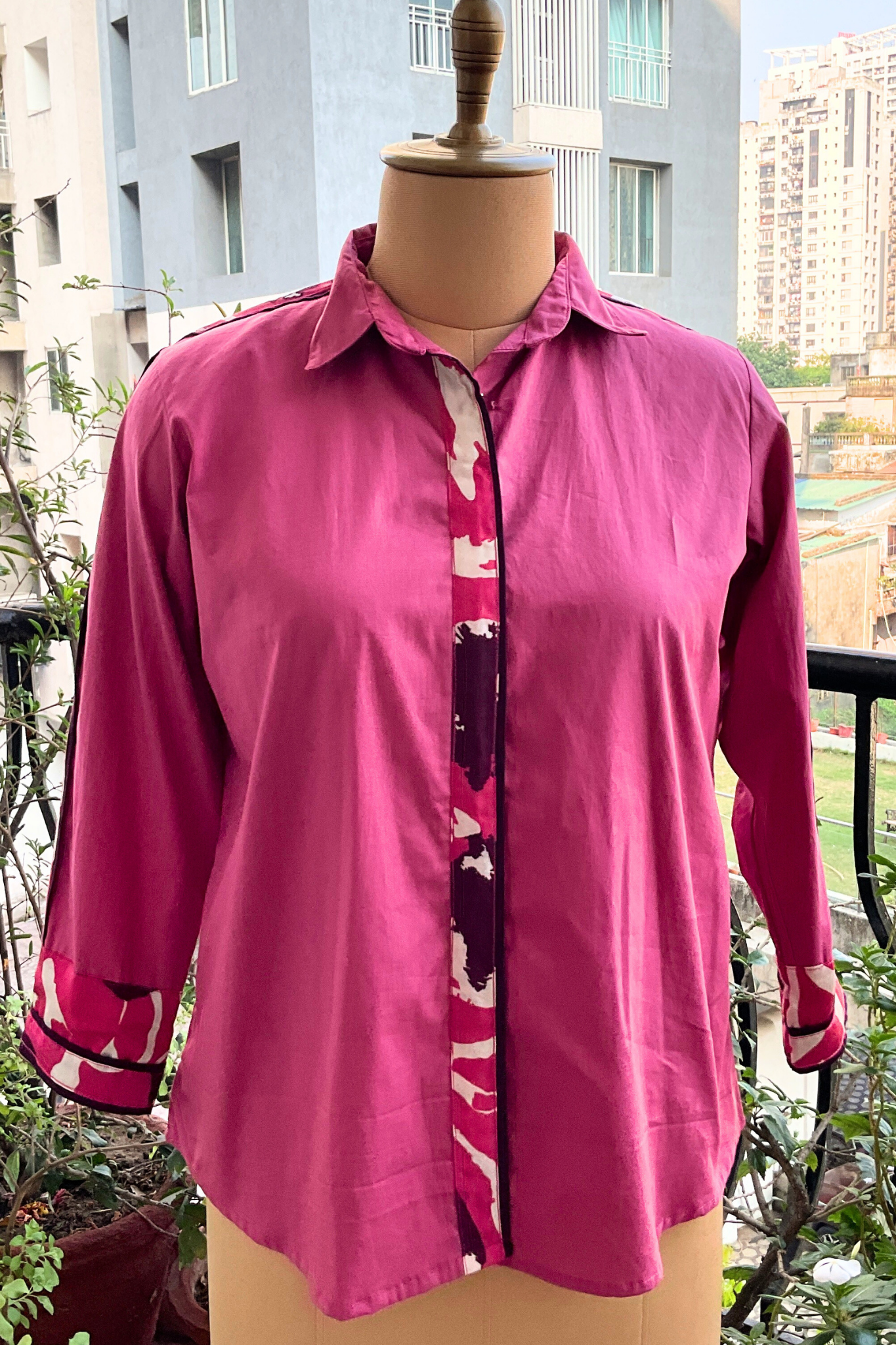 DUSTY PINK PLACKET ZERO WASTE SHIRT