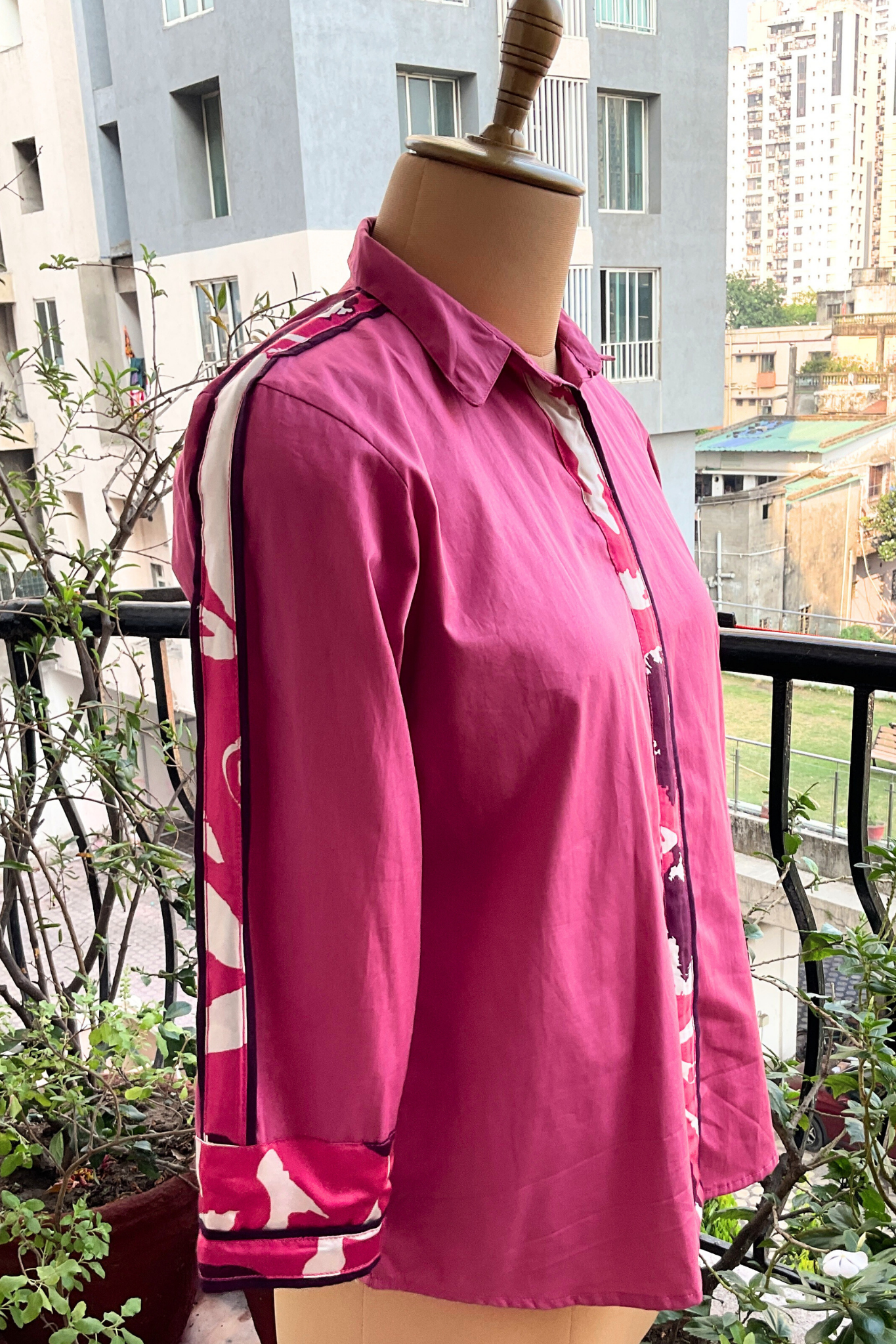 DUSTY PINK PLACKET ZERO WASTE SHIRT