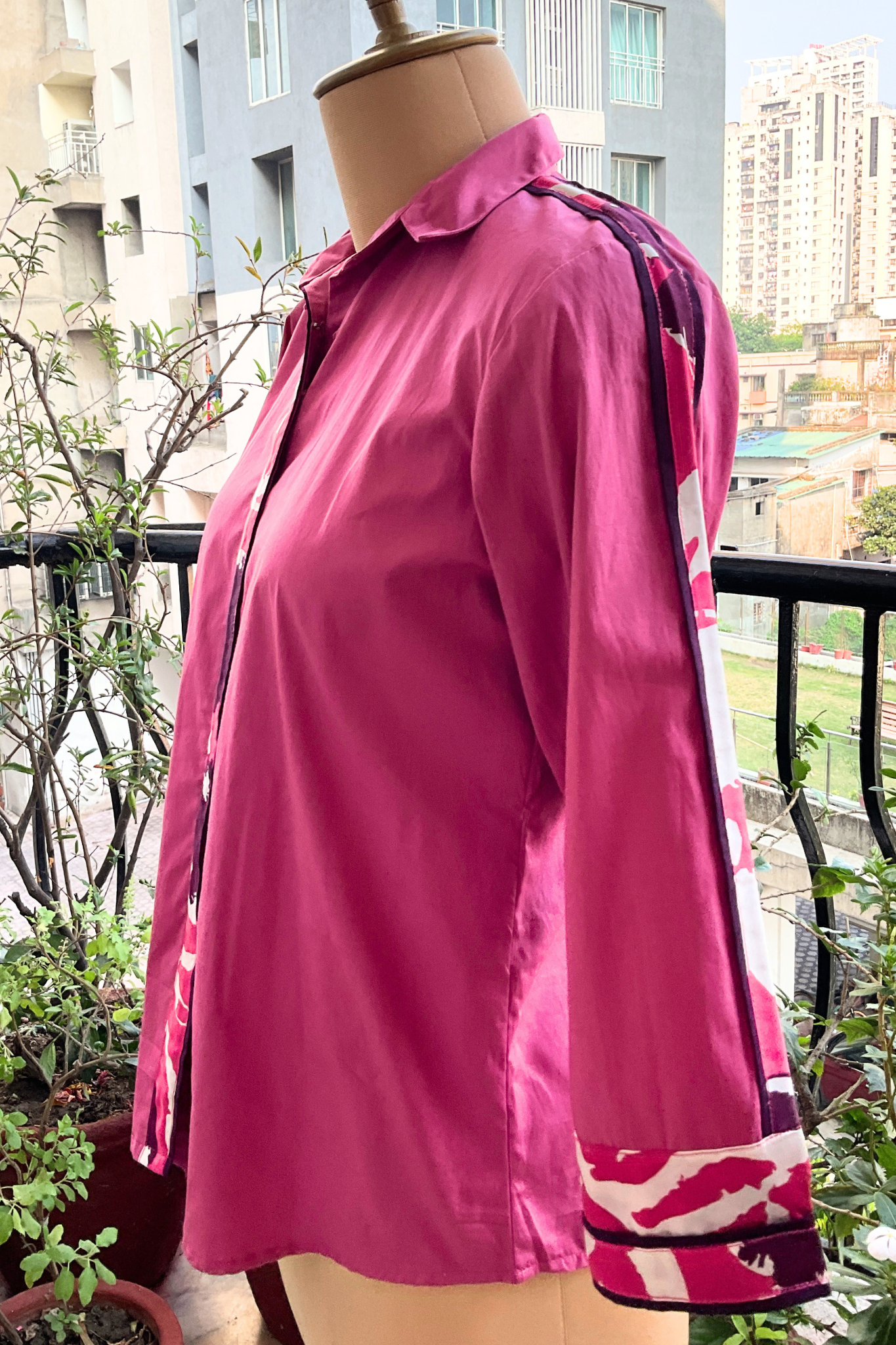 DUSTY PINK PLACKET ZERO WASTE SHIRT