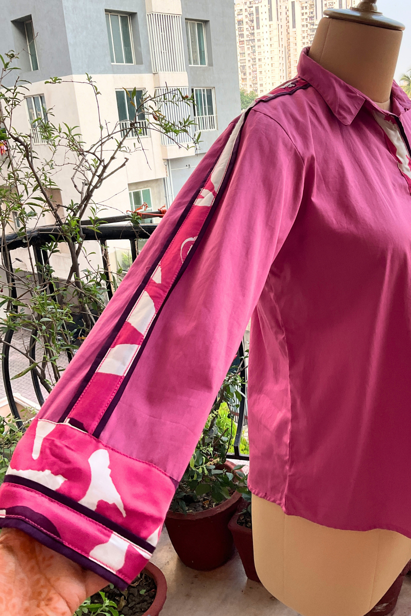 DUSTY PINK PLACKET ZERO WASTE SHIRT