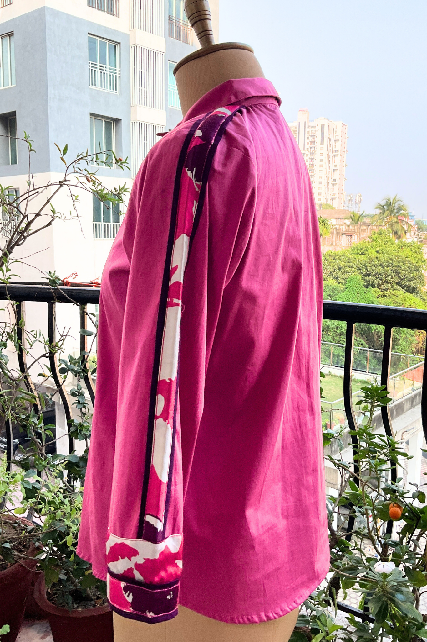 DUSTY PINK PLACKET ZERO WASTE SHIRT