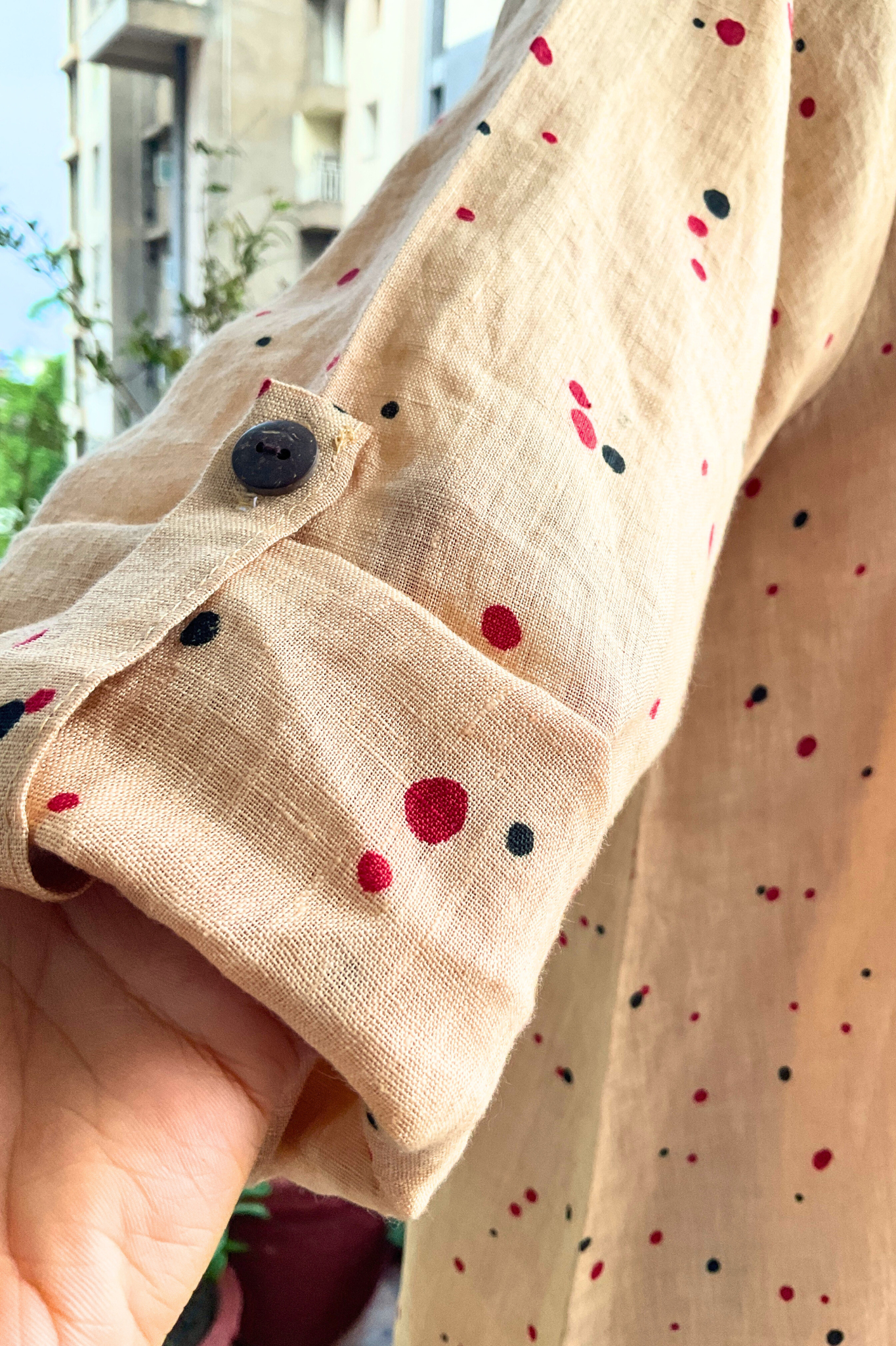 BEIGE OVERSIZED PURE LINEN SHIRT