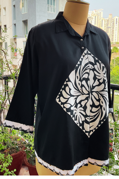 ZED BLACK OVERSIZED POPLIN ZERO WASTE SHIRT