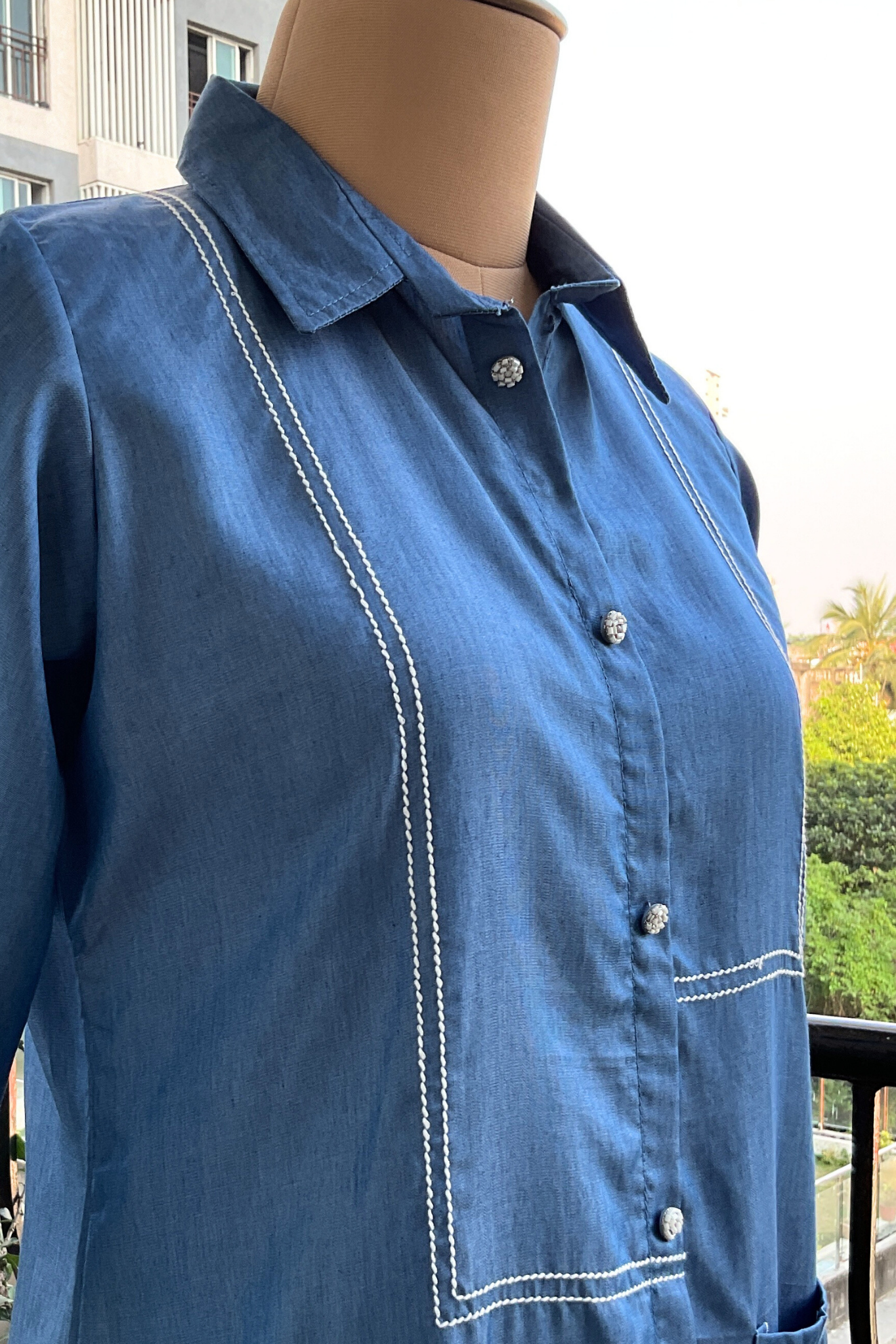 DENIM LINE EMBROIDERY CO-ORD SET
