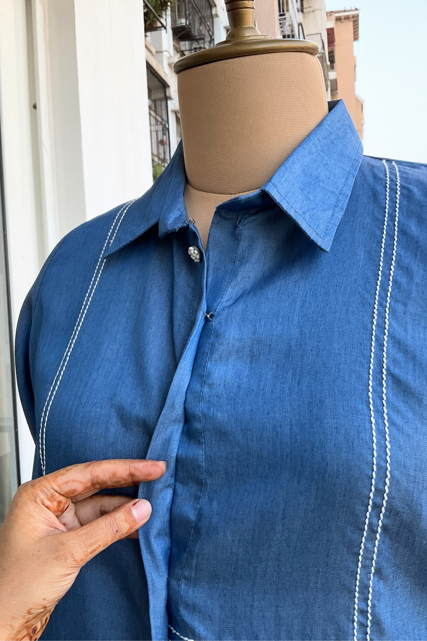 DENIM LINE EMBROIDERY CO-ORD SET