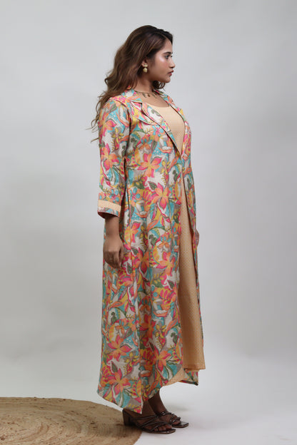 YELLOW FLORAL JACKET DRESS