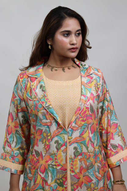 YELLOW FLORAL JACKET DRESS