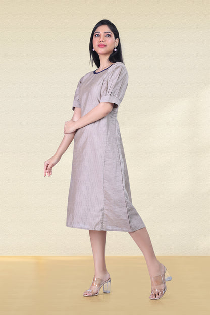 WALNUT BEIGE FEATURE POCKET DRESS