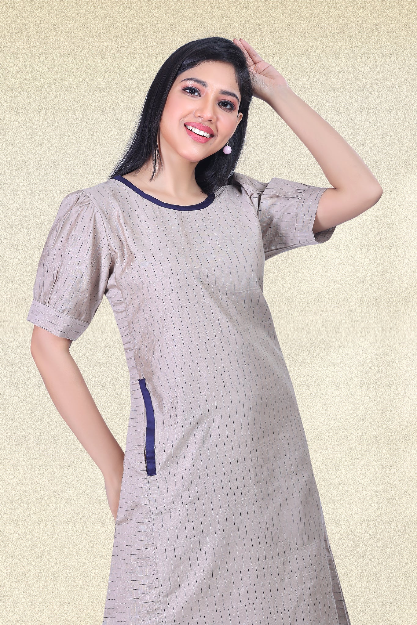 WALNUT BEIGE FEATURE POCKET DRESS