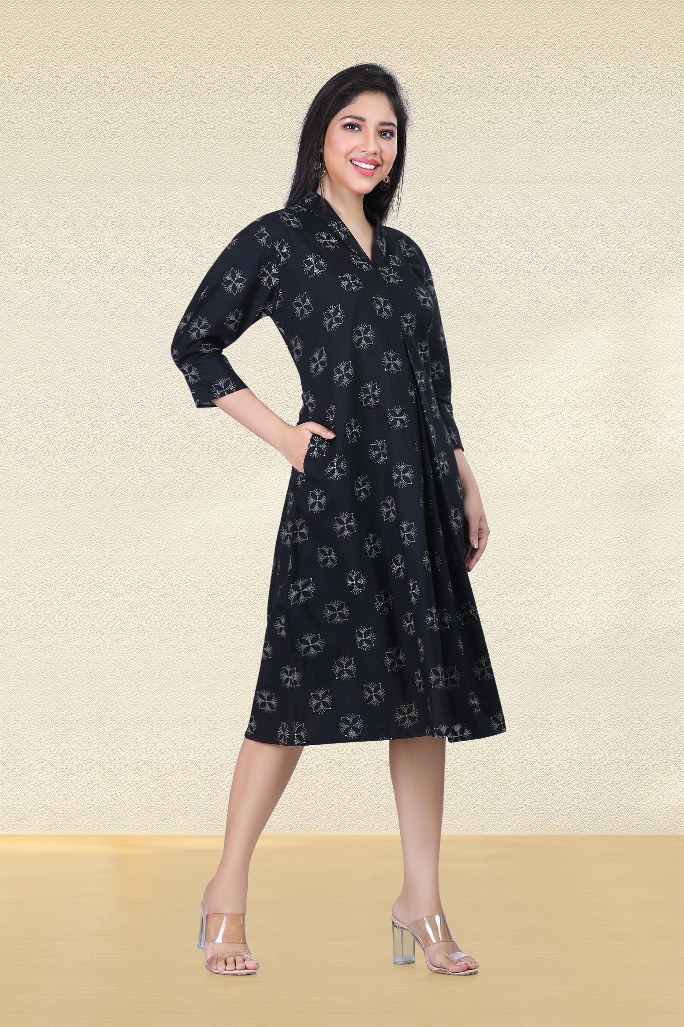 ZED BLACK SHAWL COLLAR DRESS