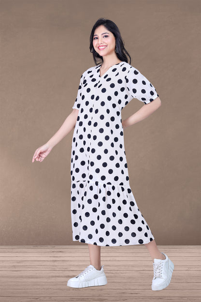 POLKA DOTS ANKLE LENGTH DRESS