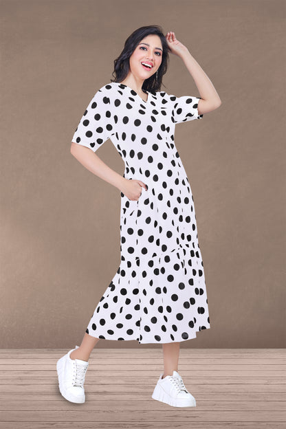 POLKA DOTS ANKLE LENGTH DRESS