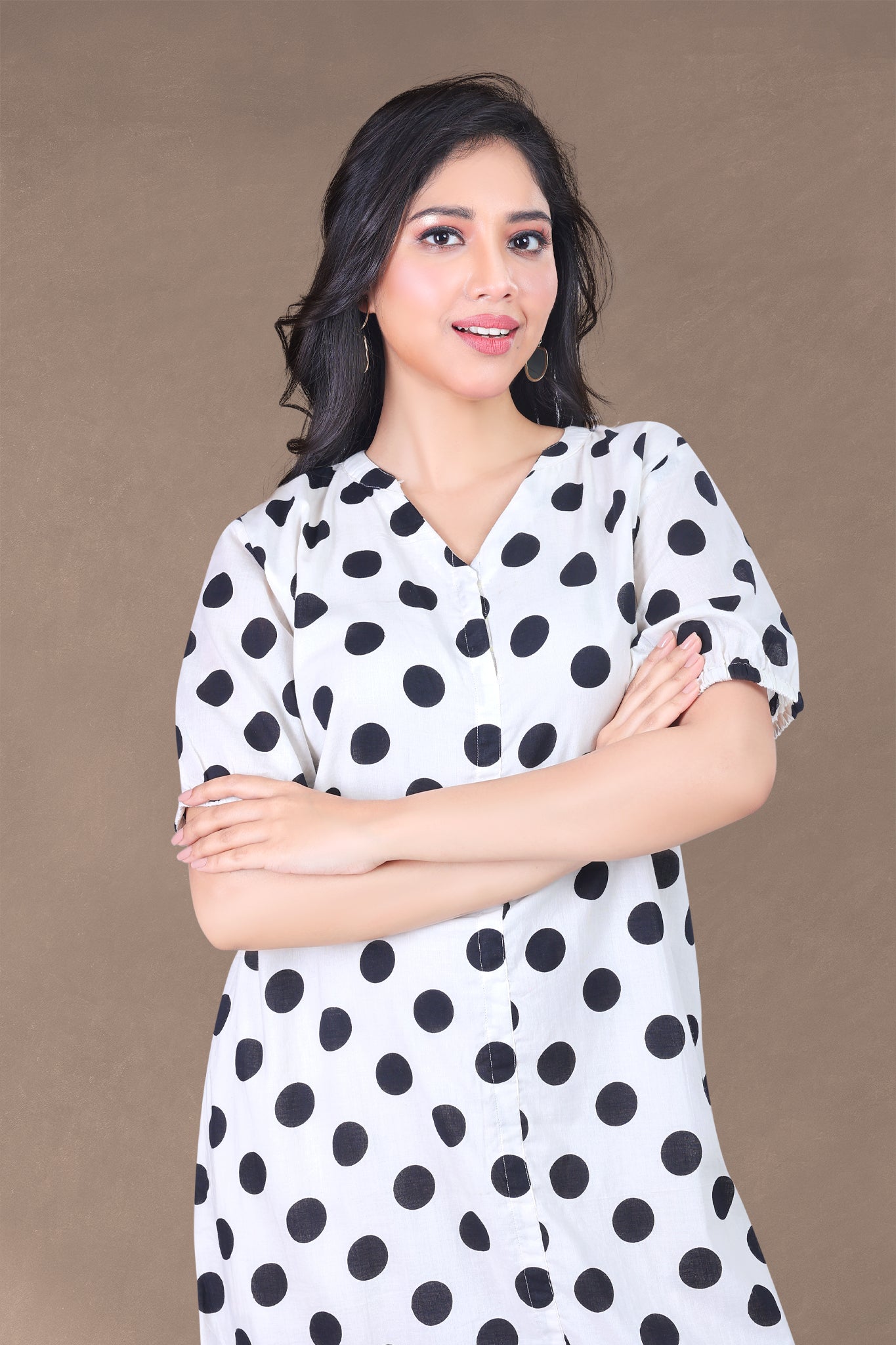 POLKA DOTS ANKLE LENGTH DRESS