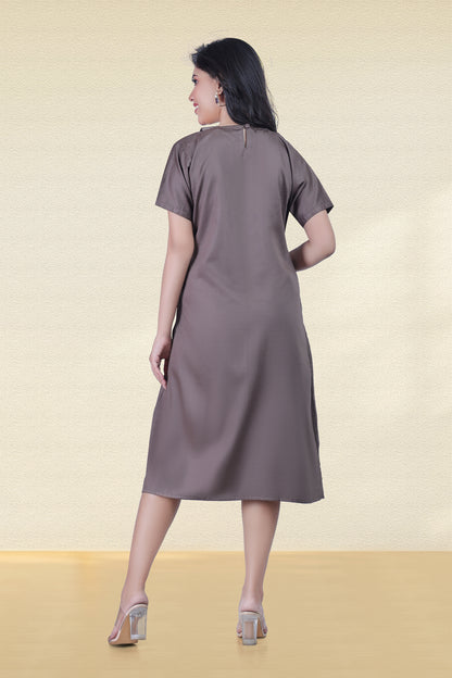 TAN BROWN PURITAN COLLAR DRESS