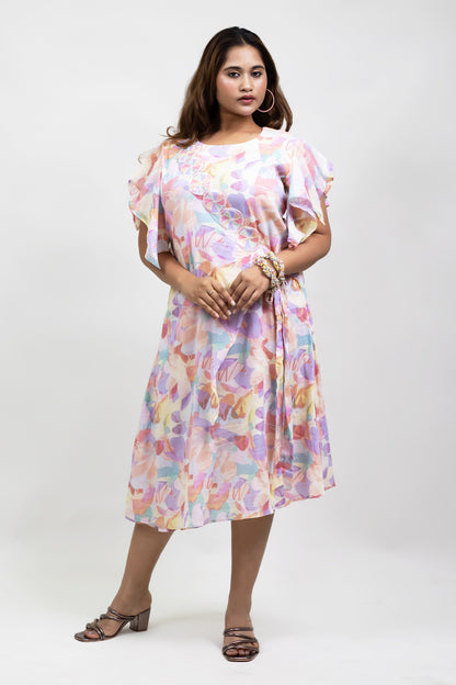 PEACH CRUSH COTTON OVERLAP DRESS