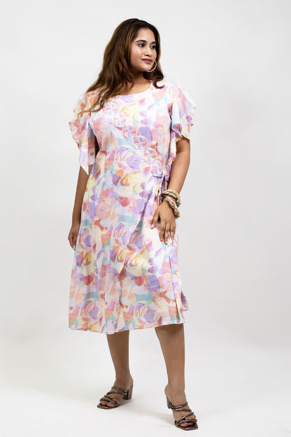 PEACH CRUSH COTTON OVERLAP DRESS