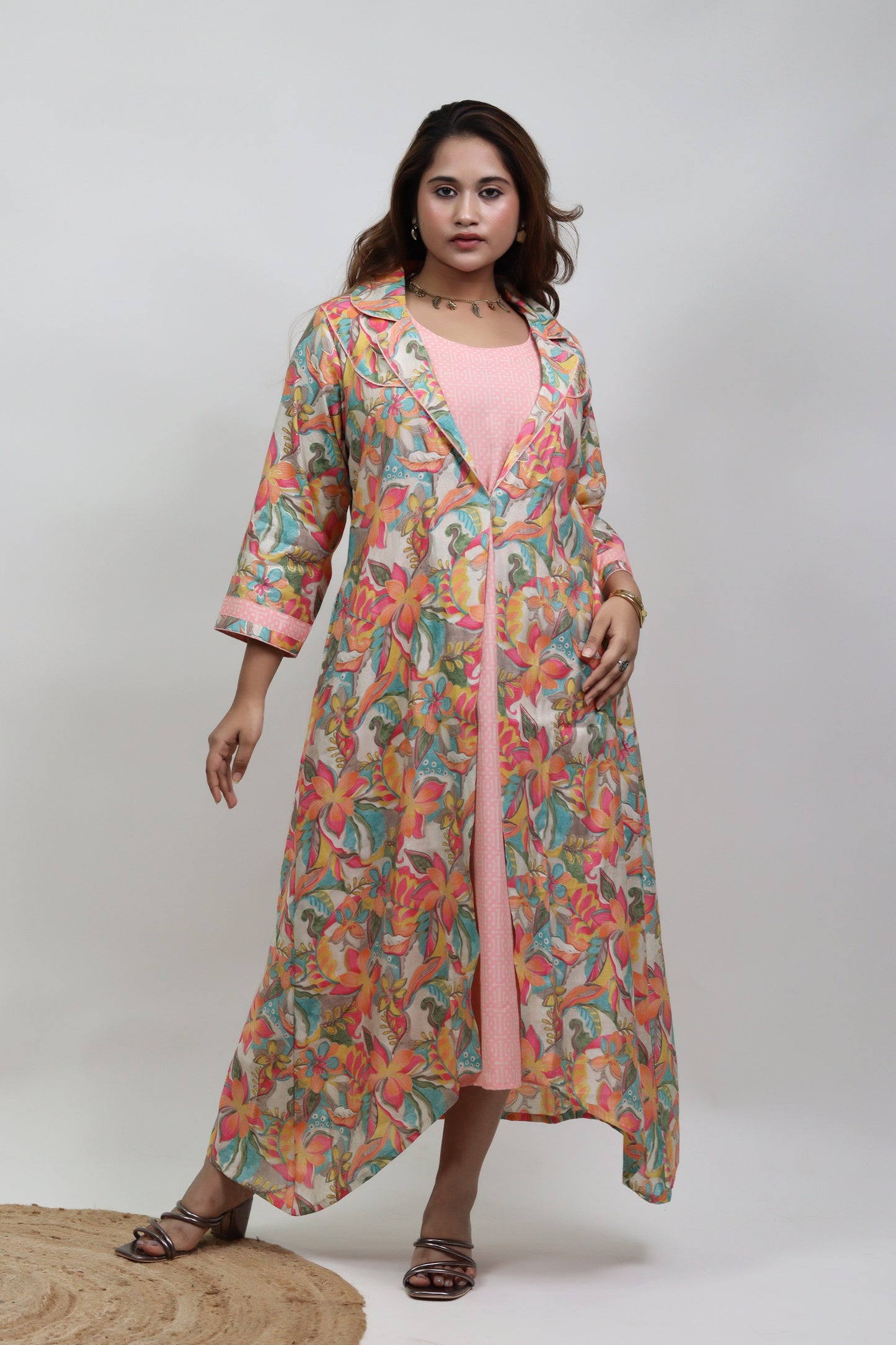 PINK FLORAL JACKET DRESS