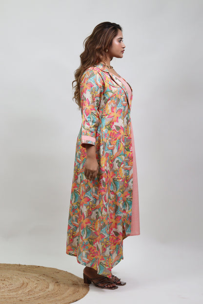 PINK FLORAL JACKET DRESS