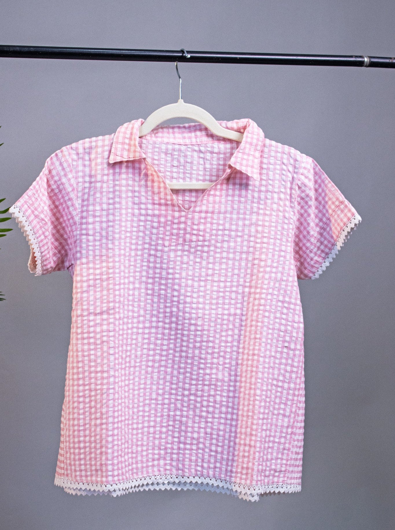 PINK SEERSUCKER OVERSIZED SHIRT