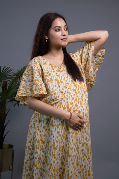 MATERNITY YELLOW A-LINE DRESS