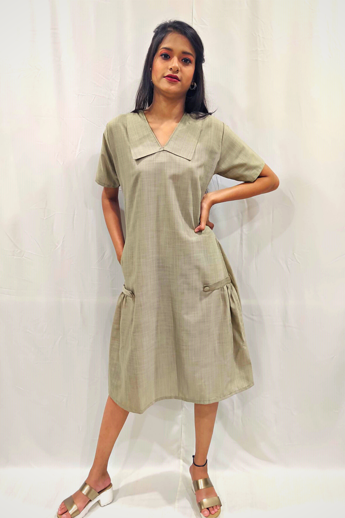 SAGE GREEN PURITAN COLLAR DRESS – labelroots