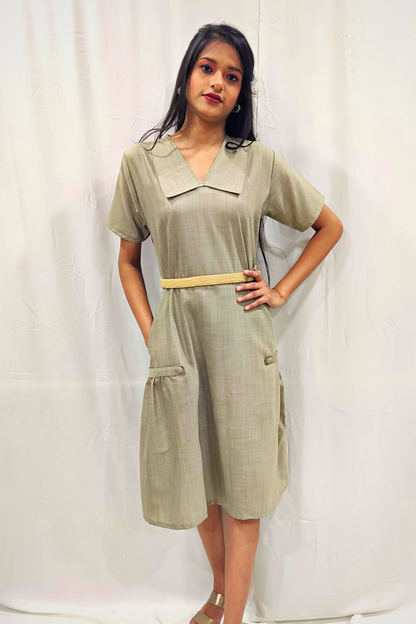 SAGE GREEN PURITAN COLLAR DRESS